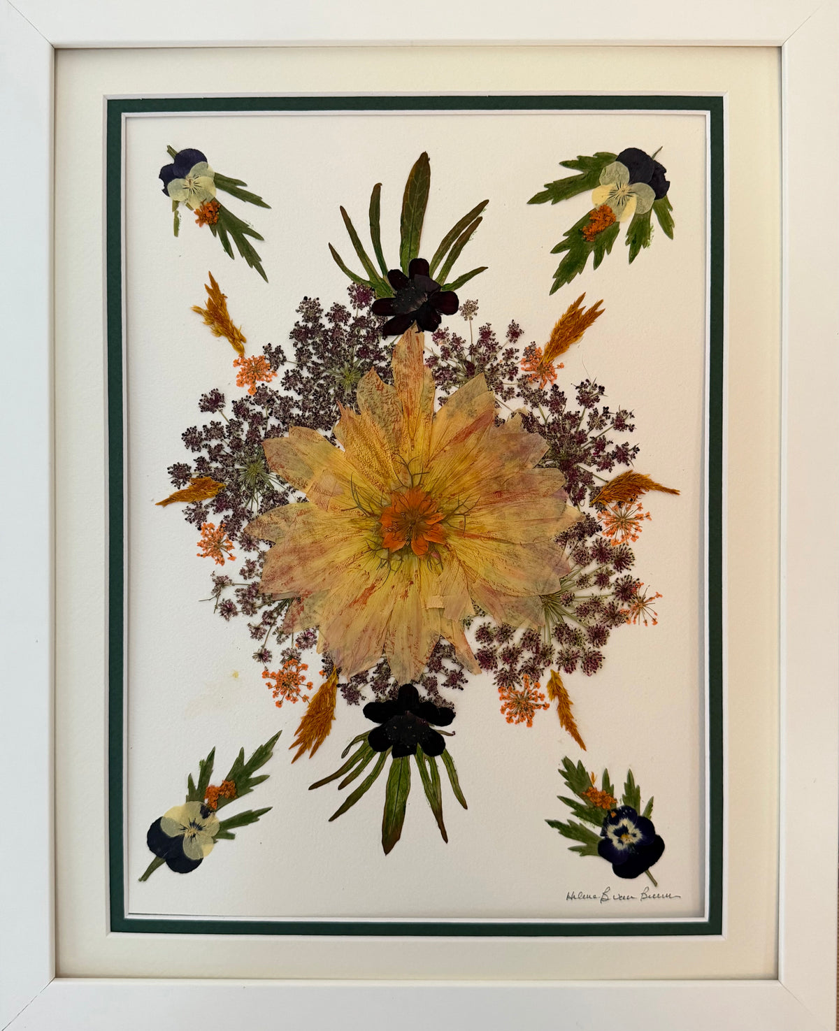 Strawflower & Scabiosa Pod Cross